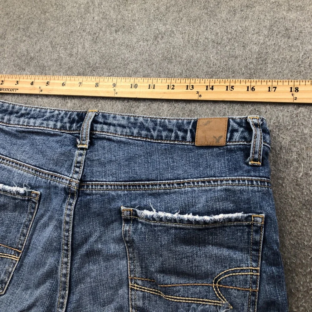 American Eagle Shorts Womens 10 Blue Distressed Denim Cutoff Raw Hem 2.5 Inseam